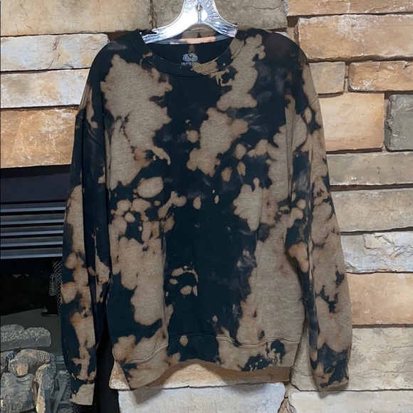 Fruit of the Loom Sweaters - Tie-Dye Black & Tan Sweater